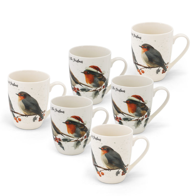 Christmas Robin Set of 6 Mugs