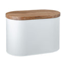 Bread Bin With Acacia Lid - White