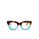 Claudia Big Cat Eye Reading Glasses - Havana & Blue 2.5