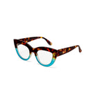 Claudia Big Cat Eye Reading Glasses - Havana & Blue 2.5