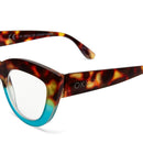 Claudia Big Cat Eye Reading Glasses - Havana & Blue 2.5