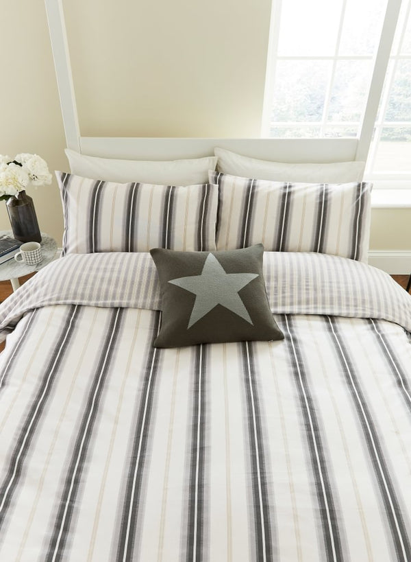 Long Island Cooper's Stripe Duvet Cover Set - Grey