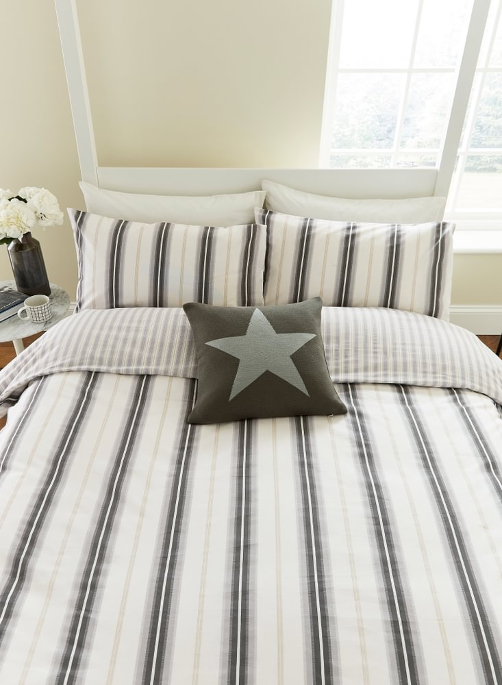 Long Island Cooper's Stripe Duvet Cover Set - Grey