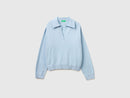 Boxy Fit Polo Collar Jumper - Light Blue
