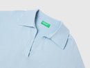 Boxy Fit Polo Collar Jumper - Light Blue