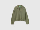 Boxy Fit Polo Collar Jumper - Olive Green