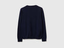 Tricot Cotton Round Neck Cardigan - Navy