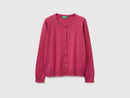 Tricot Cotton Round Neck Cardigan - Plum