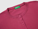 Tricot Cotton Round Neck Cardigan - Plum
