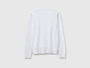 Tricot Cotton Round Neck Cardigan - White