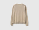 Tricot Cotton Round Neck Cardigan - Beige