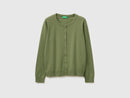 Tricot Cotton Round Neck Cardigan - Olive Green