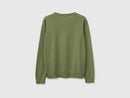 Tricot Cotton Round Neck Cardigan - Olive Green