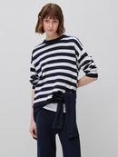 Striped Sweater in Tricot Cotton - Navy & White