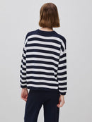 Striped Sweater in Tricot Cotton - Navy & White