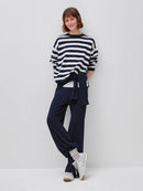 Striped Sweater in Tricot Cotton - Navy & White
