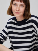 Striped Sweater in Tricot Cotton - Navy & White