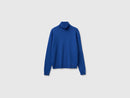 Pure Merino Wool Turtleneck Jumper - Airforce Blue