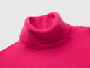 Pure Merino Wool Turtleneck Jumper - Magenta