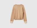 Boxy V-Neck Jumper - Tan