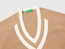 Boxy V-Neck Jumper - Tan