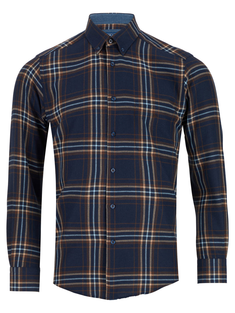 Regular Casual Shirt - Navy/brown