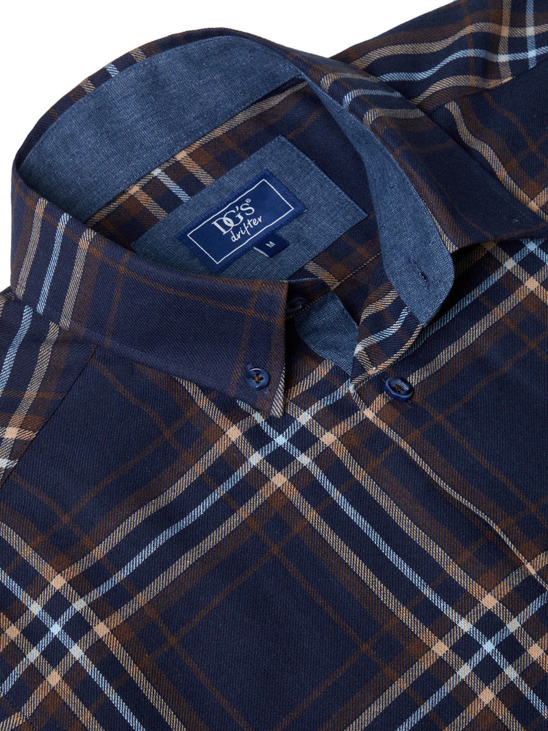 Regular Casual Shirt - Navy/brown