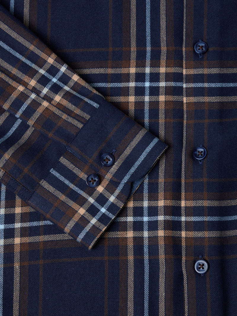 Regular Casual Shirt - Navy/brown