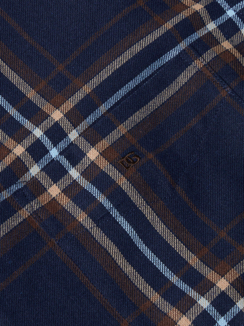 Regular Casual Shirt - Navy/brown