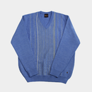 Pattern V Neck Jumper - Sapphire