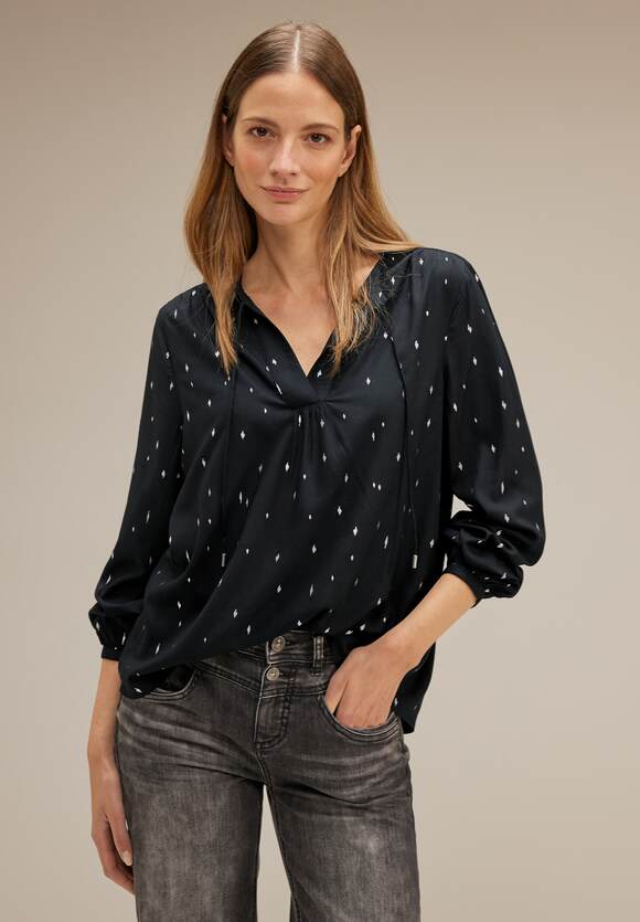 One Frill Tunic Blouse - Black