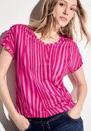 Aop Shoulder Detail T-Shirt - Pink Sorbet