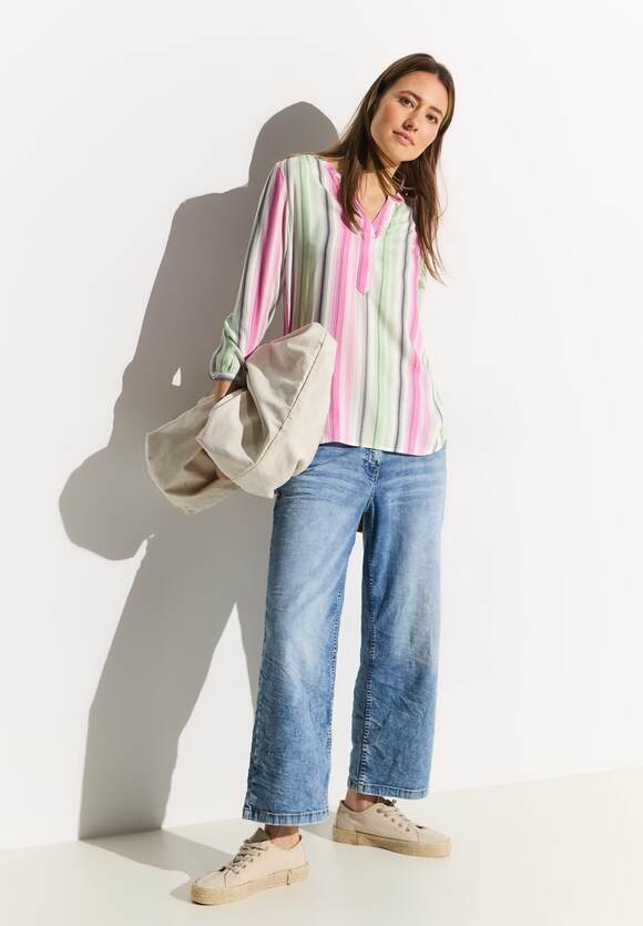 Multicolor Stripe Blouse - Vanilla White