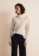 Detailed Rollneck Jumper - Whisper Cream Melange