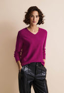 V-Neck Sweater - Purple/pink Melange