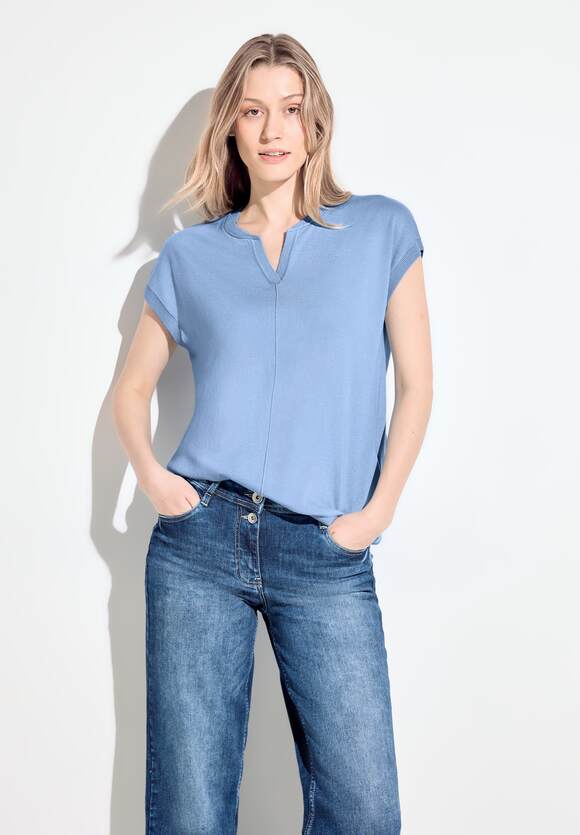 Split Neck Sleeveless Jumper - Soft Light Blue