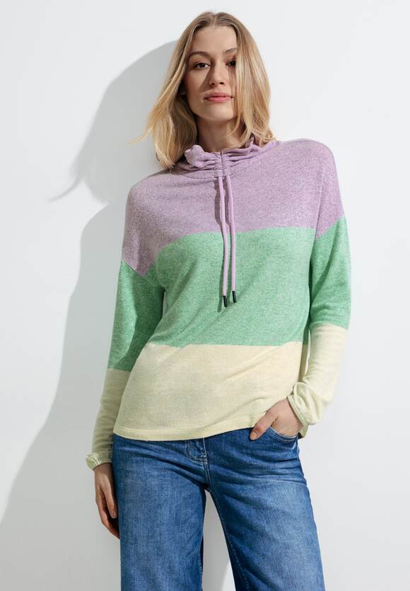 Cosy Colour Block Hoodie - Celery Green Melange