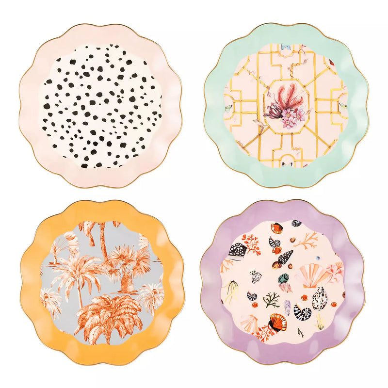 Set Of Four Scalloped Cake Plates