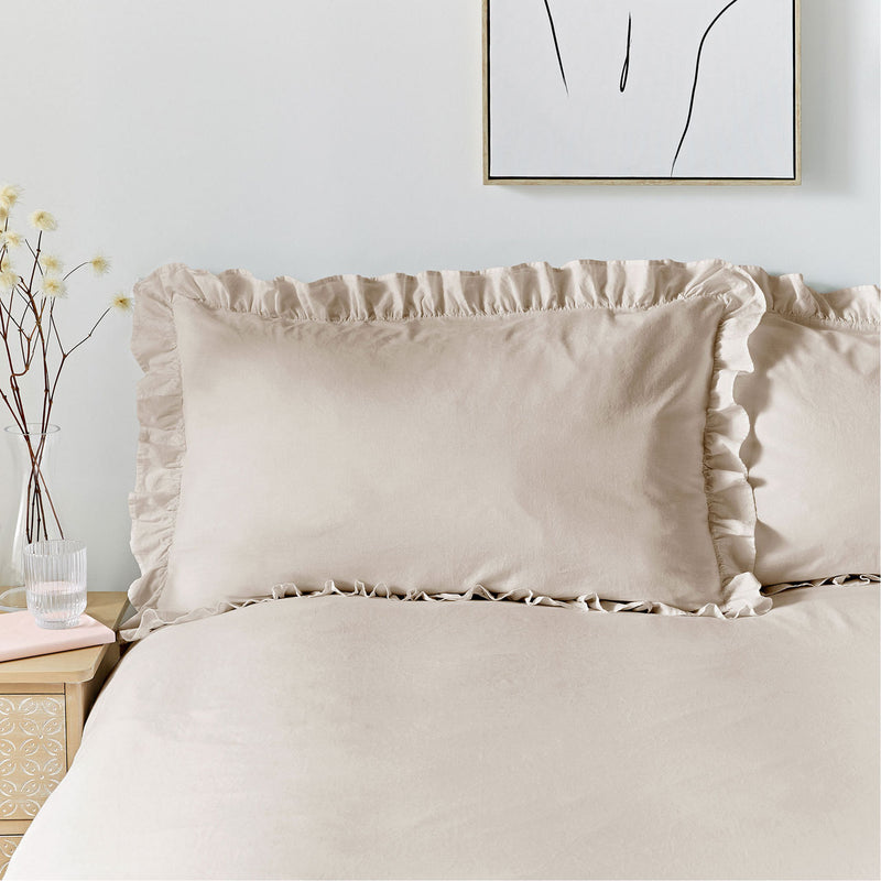 Cassia Frill Duvet Cover Set - Natural