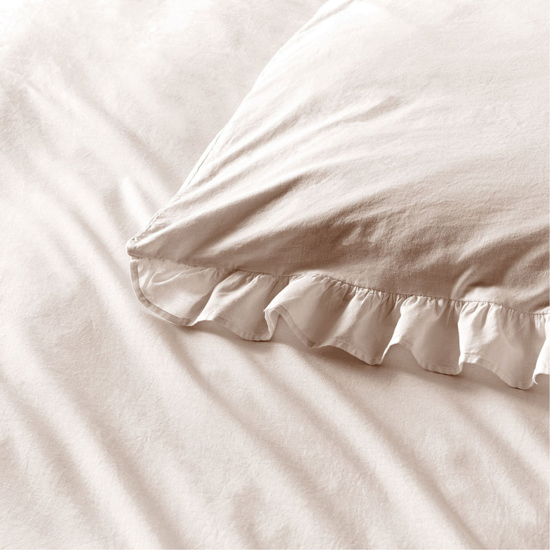Cassia Frill Duvet Cover Set - Natural