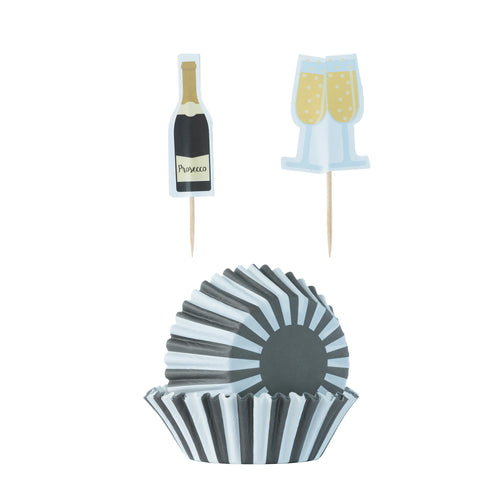 48 Prosecco Cupcake Case and Toppers