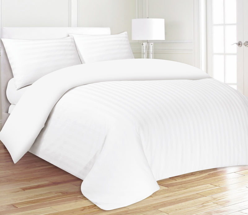 200 Thread Count Striped Duvet Cover Set - White