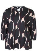 Sylvia A-Line Blouse - Black & Beige