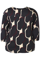 Sylvia A-Line Blouse - Black & Beige