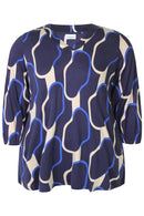 Sylvia A-Line Blouse - Navy & Beige