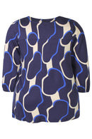 Sylvia A-Line Blouse - Navy & Beige