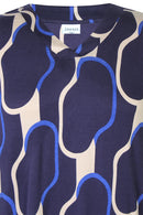 Sylvia A-Line Blouse - Navy & Beige
