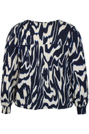 Karol Blouse - Navy & Cream