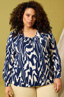 Karol Blouse - Navy & Cream