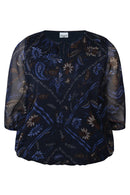 Keara Printed Crepe Blouse - Navy Print